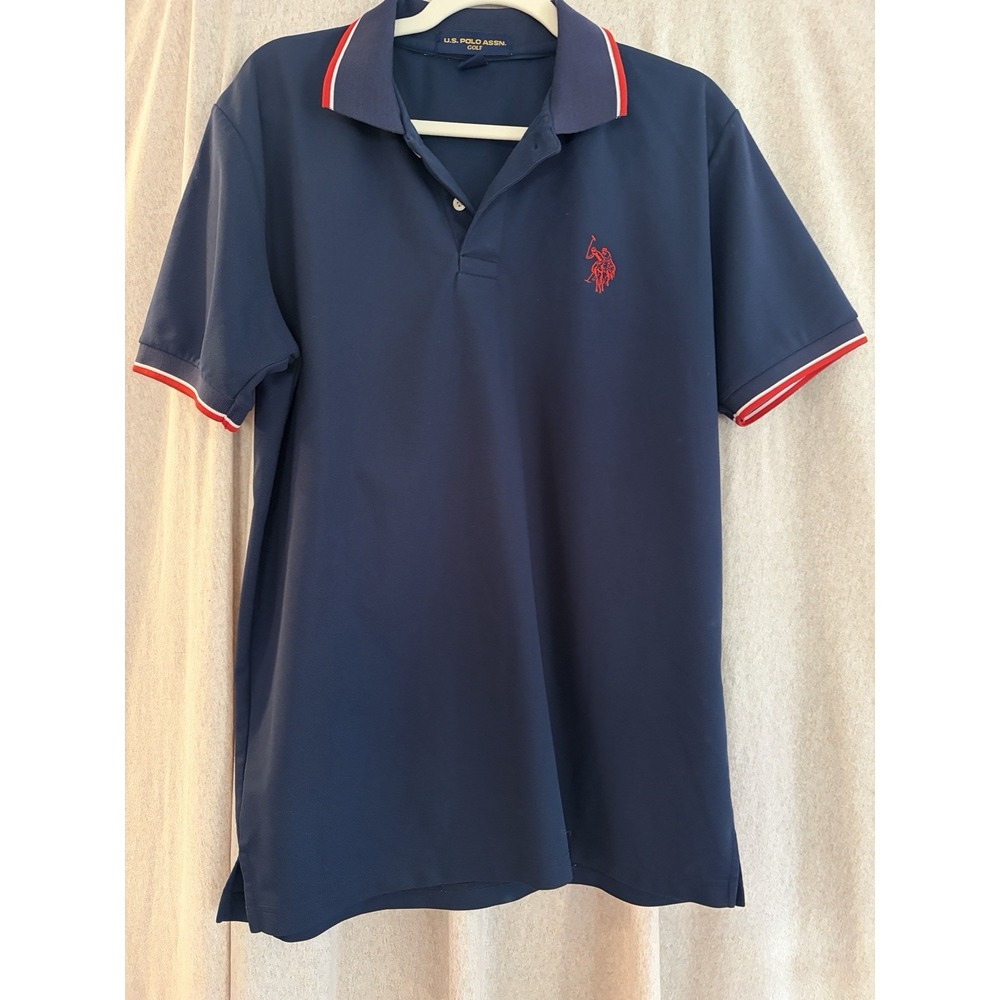 US Polo Assn. Men's Short Sleeve Navy Collared Golf Polo Shirt Size Medium
